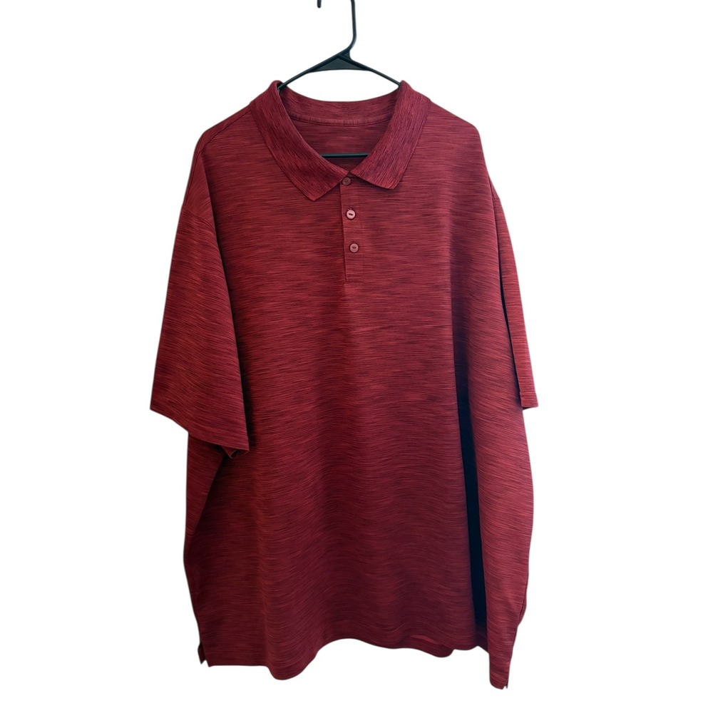Men's 3XL Red Heather Polo Shirt 100% Polyester Short Sleeve Golf Casual Top‎